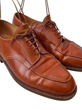 John Lobb shoes brown leather moc toe lace up US mens 10 wide oxfords bespoke